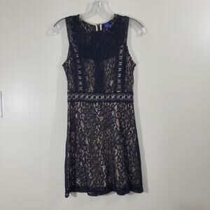 Disney Beauty & the Beast Dress Black Lace Paisley Nude Slip Women's Size XS